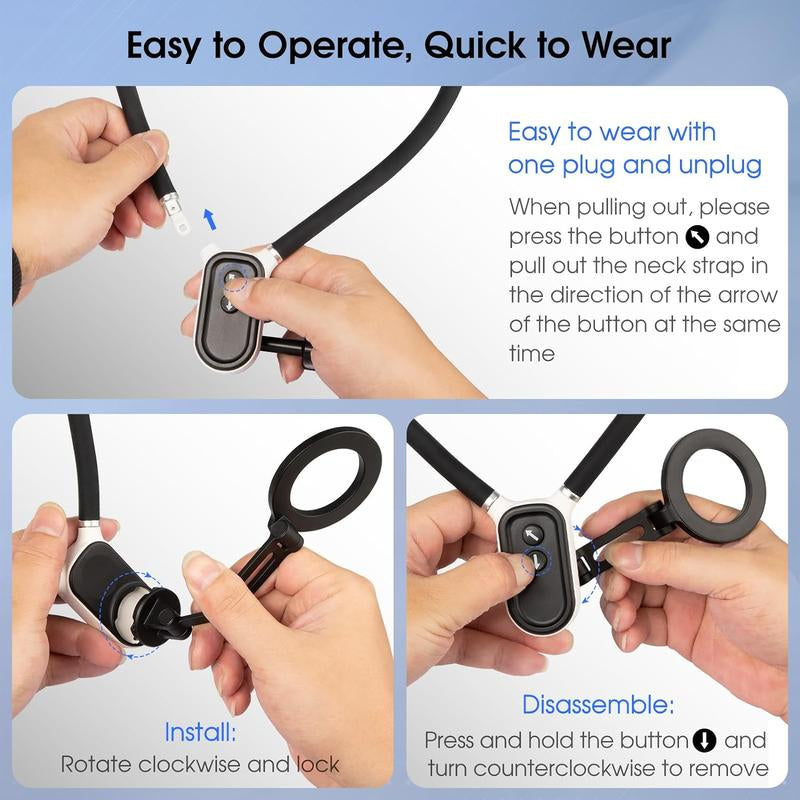 Magnetic Neck Phone Holder, 1 Set Sports Camera Mount, Pov/Vlog Selfie Mount, Hand Free Phones & Sports Camera Neck Holder for Video Recording, Stocking Fillers Gift