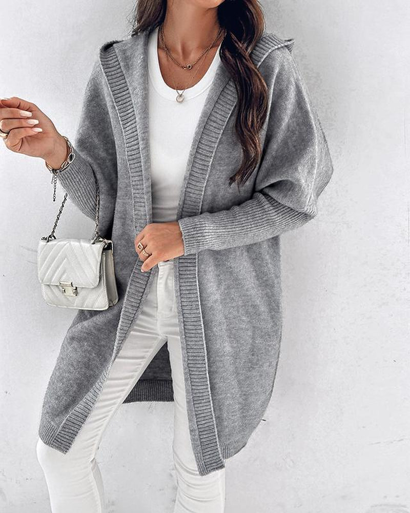 Chicme Women'S Open Front Batwing Sleeve Cardigan Oversized Knit Hooded Sweater Coat