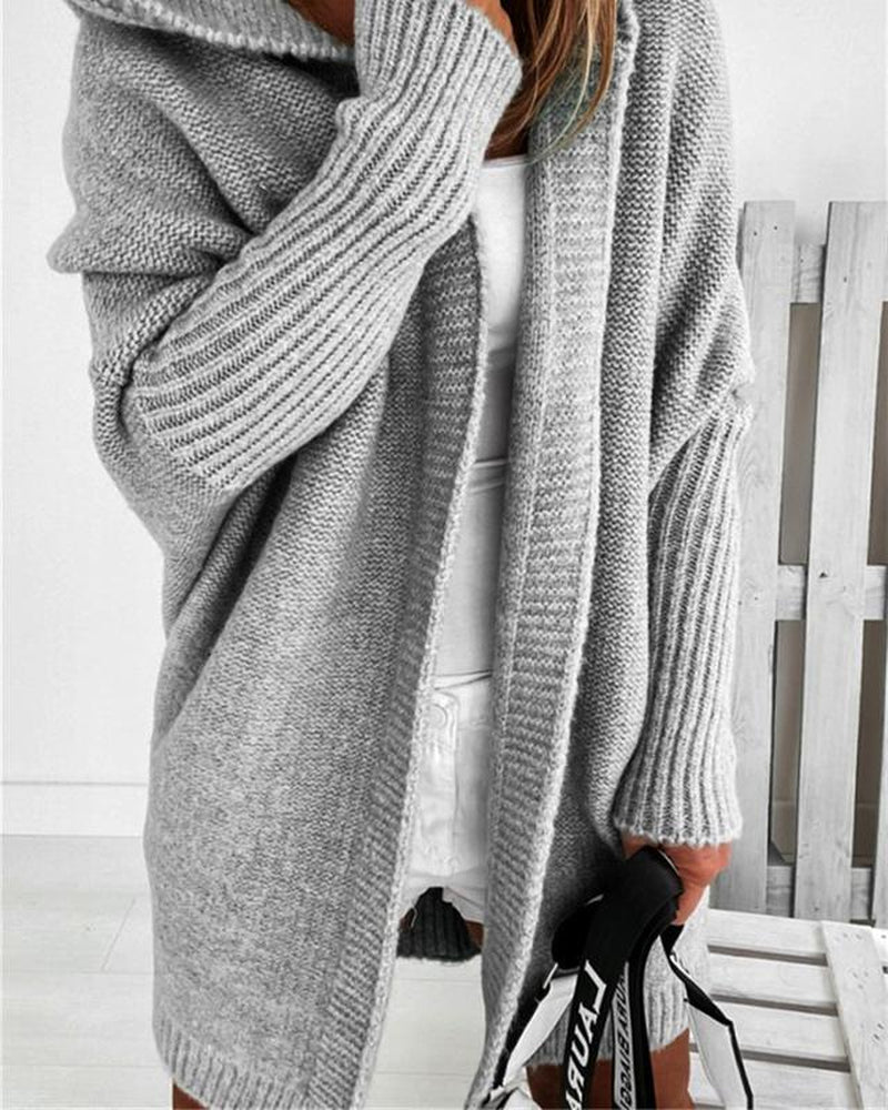 Chicme Women'S Open Front Batwing Sleeve Cardigan Oversized Knit Hooded Sweater Coat