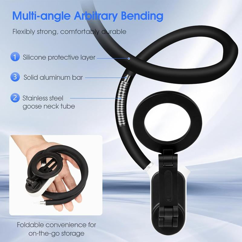 Magnetic Neck Phone Holder, 1 Set Sports Camera Mount, Pov/Vlog Selfie Mount, Hand Free Phones & Sports Camera Neck Holder for Video Recording, Stocking Fillers Gift