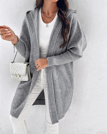 Chicme Women'S Open Front Batwing Sleeve Cardigan Oversized Knit Hooded Sweater Coat