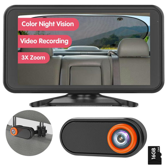 LUCKVIEW Car Camera Monitor Set Back Seat Monitor with Night Vision 5.2'' 1080P Screen Rear Seat Dash Camera with 3X Zoom 360° Rotation for Rear Facing Seat Video Function Dealsforyoudays
