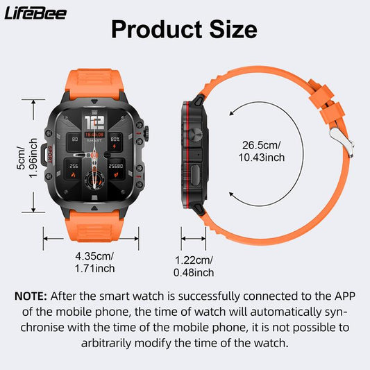 LIFEBEE Multifunctional Smart Watch for Men & Women, Touchscreen Smartwatch Fitness Tracker with 100+ Sport Modes Pedometer & 1.96" Screen, Answer/Make Call Sports Digital Waterproof Smartwatch