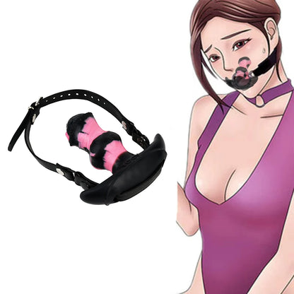 YOCY Mouth Gag Horse Dildo Adjustable Leather Strap on Sex Toy For Couple Game Bondage Muzzles