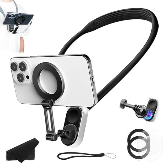 Magnetic Neck Phone Holder, 1 Set Sports Camera Mount, Pov/Vlog Selfie Mount, Hand Free Phones & Sports Camera Neck Holder for Video Recording, Stocking Fillers Gift